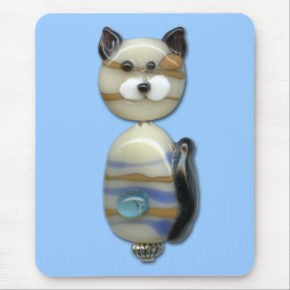 Blue Brown Glass Bead Cat