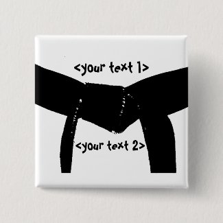 Custom Martial Arts Black Belt Square Button