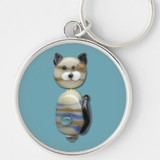Blue Brown Glass Bead Cat