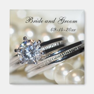 Rings and Pearls Save the Date Wedding Magnet