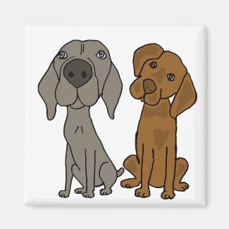 AW- Cartoon Weimaraner and Pointer Magnet