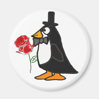 CB- Penguin and Rose Magnet