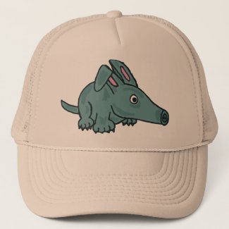 BW- Funny Cartoon Aardvark Hat
