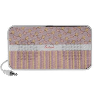 Pink Stripe and Hearts Speakers