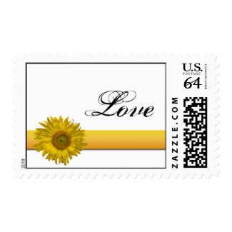 Sunflower Ribbon Love Wedding Postage Stamp