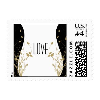 Gold Floral Curved Wedding Elegant Postage