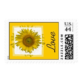 Yellow Sunflower Love Wedding Postage Stamp
