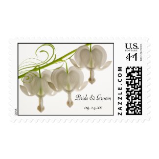 White Bleeding Heart Wedding Postage Stamps