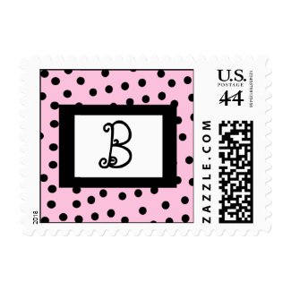 Pink and Black Monogram Postage Stamps
