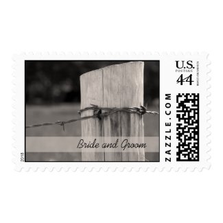 Rural Fence Post Country Wedding Postage Stamp