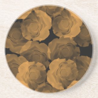 Shabby chic peach chroma rose blooms beverage coasters 