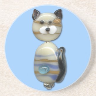Blue Brown Glass Bead Cat