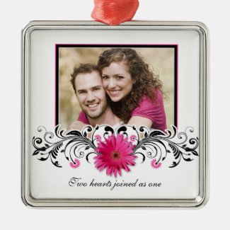 Pink Gerbera Daisy Wedding Love Favor Ornament