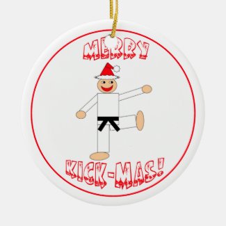 Martial Arts Merry Kick Mas Black Belt Ornament