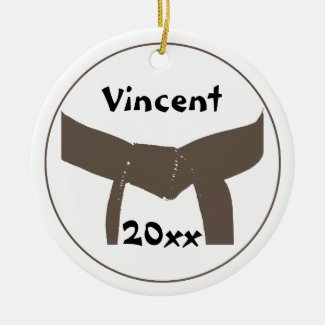 Custom Martial Arts Brown Belt Round Ornament