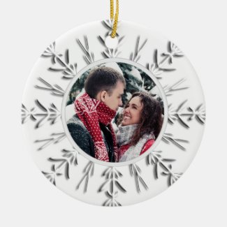 Snowflake Engagement Photo Ornament