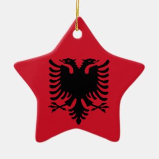 Albanian Flag on Ceramic Star Pendant