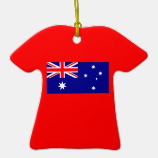 Flag of Australia on Ceramic T Shirt Ornament