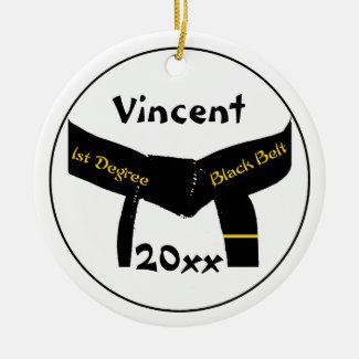 Martial Arts 1st Degree Black Belt Round Ornament
