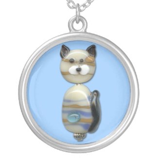 Blue Brown Glass Bead Cat