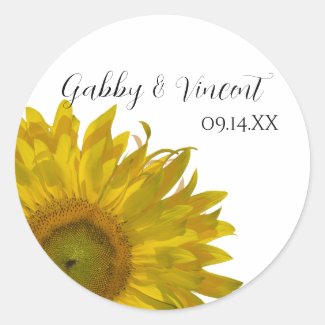 Yellow Sunflower Wedding Envelope Seals