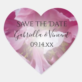 Pink Peony Wedding Save the Date Stickers