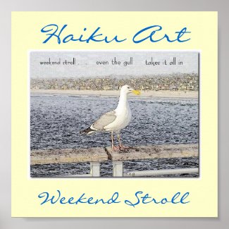 Weekend Stroll Seagull Haiku Art Print