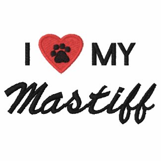 I Love (Heart) My Mastiff Pawprint