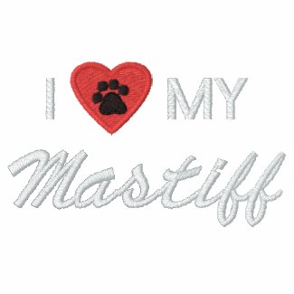 I Love (Heart) My Mastiff Pawprint