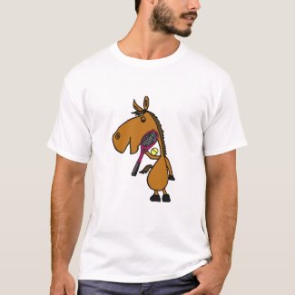 BZ- Funny Horse Playing Tennis Shirt