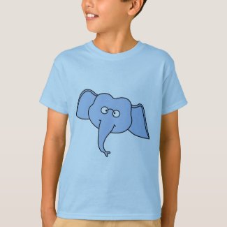 Blue Elephant with Glasses. Cartoon Art. Custom