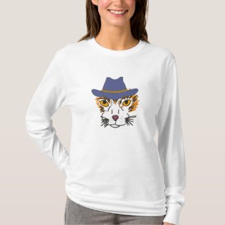 AV- Artsy Cat in a Cowboy Hat Shirt