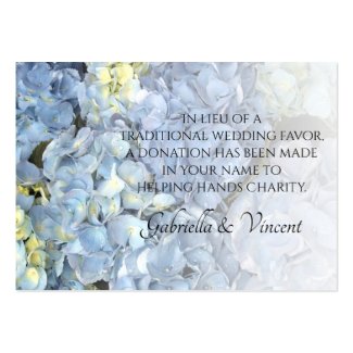 Blue Hydrangea Wedding Charity Favor Card