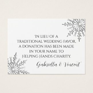 Snowflake Wedding Charity Favor Card