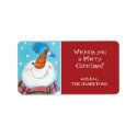 Snowman & Bluebird Christmas Gift Tag Labels