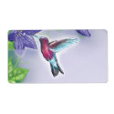 elegant colorful hummingbird and purple flowers