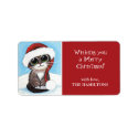 Santa Kitten Christmas Gift Tag Labels