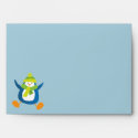 #A7 Blue Penguin and Snowflakes | Festive Envelope