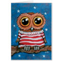 Stars and Stripes Wide Eyed Owl  | Bird Art Card