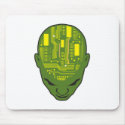 circuit board brain head yellow and green
