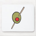 green olive on a toothpick