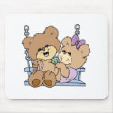 cute teddy bear couple romance on bench swing