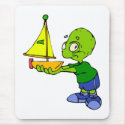 Cute Alien Boy With Toy Boat