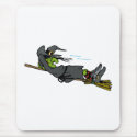witch relaxing on flying broom
