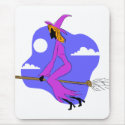 Artistic witch on broom