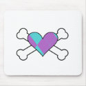blue and purple argyle heart crossbones design