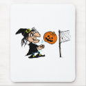 Witch playing pumpkin volley ball