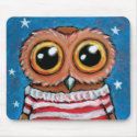 Stars and Stripes Wide Eyed Owl | Whimsical Art
