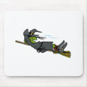 witch relaxing on flying broom