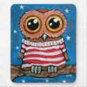 Stars and Stripes Wide Eyed Owl | Whimsical Art